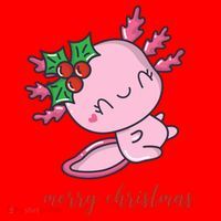 Merry Christmas Axolotl Cute Holiday Santa Hat thumb 1