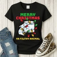 Merry Christmas Animal Filthy Ya Toilet Paper Funny Women's T-Shirt thumb 3