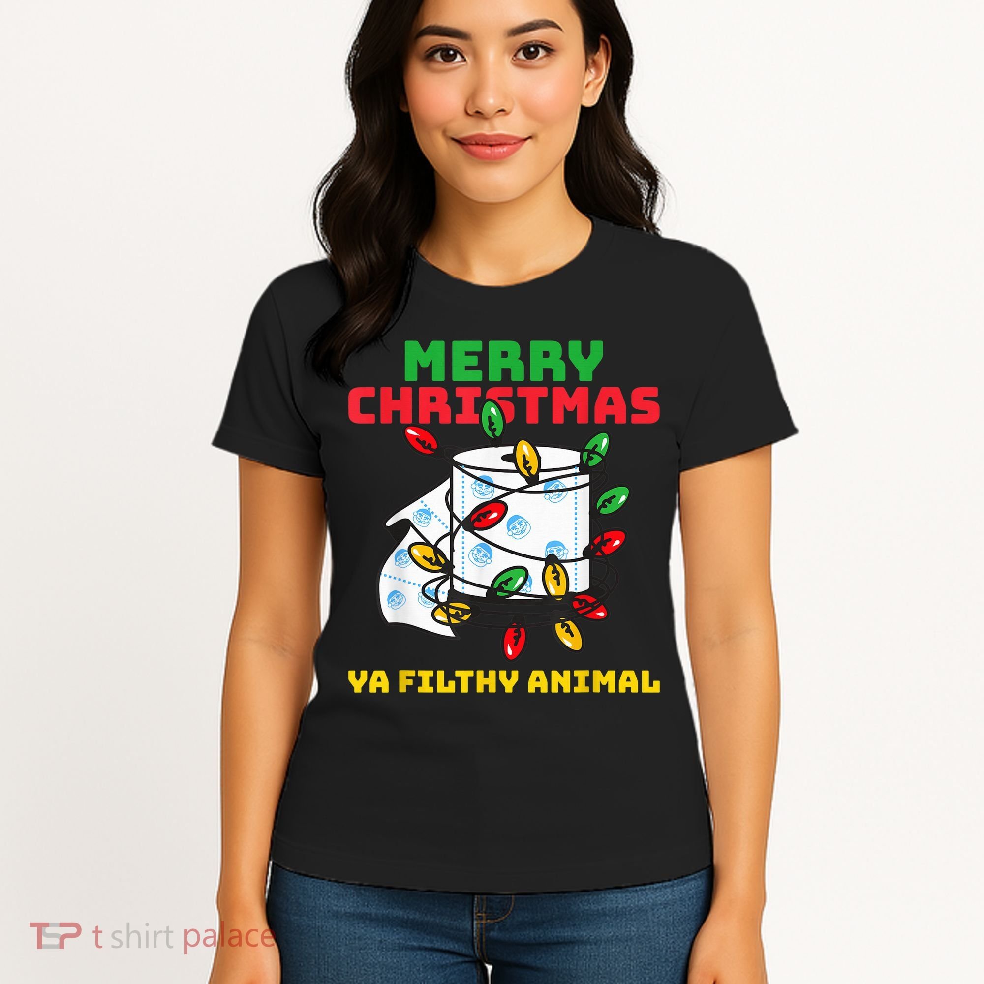 Merry Christmas Animal Filthy Ya Toilet Paper Funny Women's T-Shirt