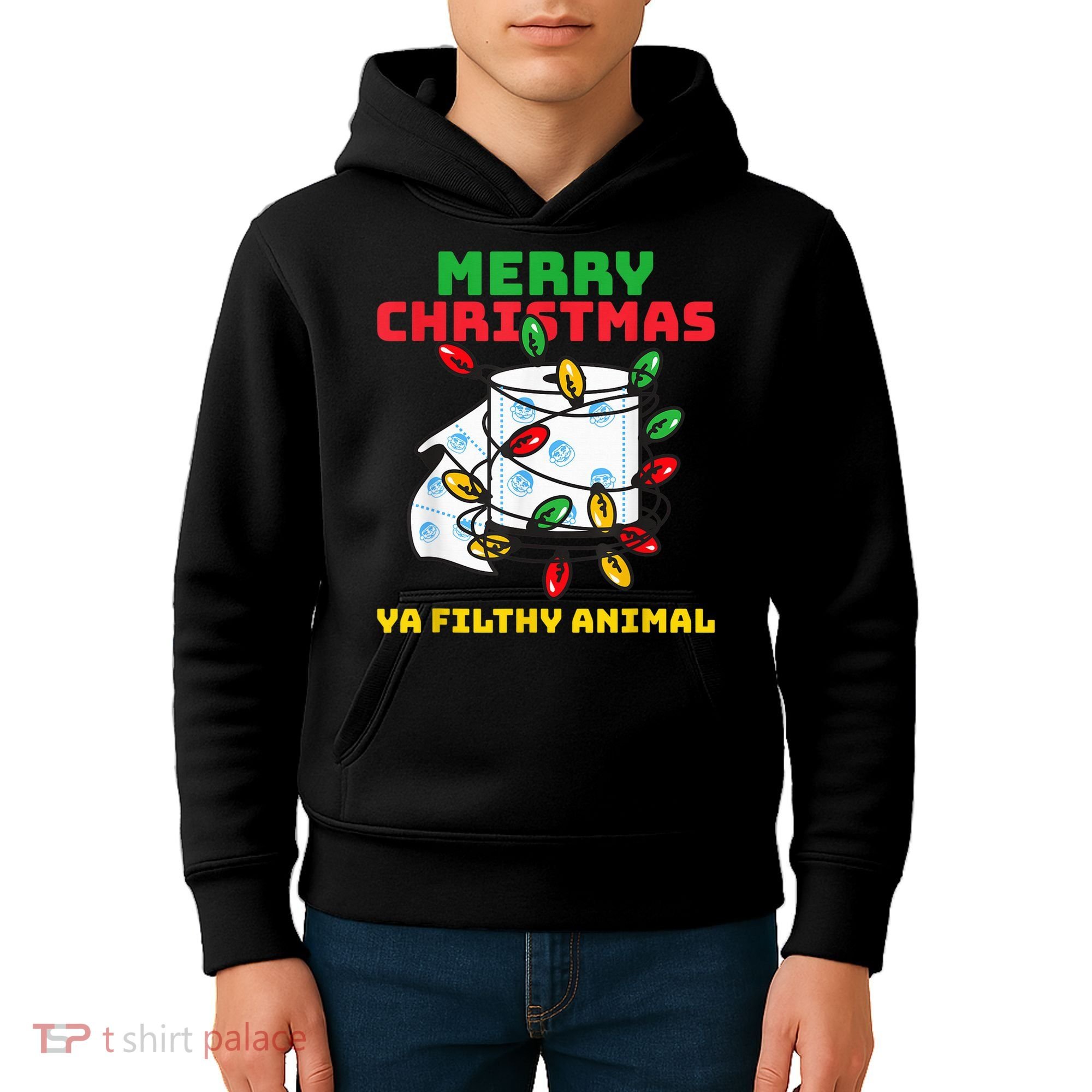 Merry Christmas Animal Filthy Ya Toilet Paper Funny Kids Hoodie