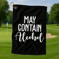 May Contain Alcohol Funny Golf Towel thumb 1