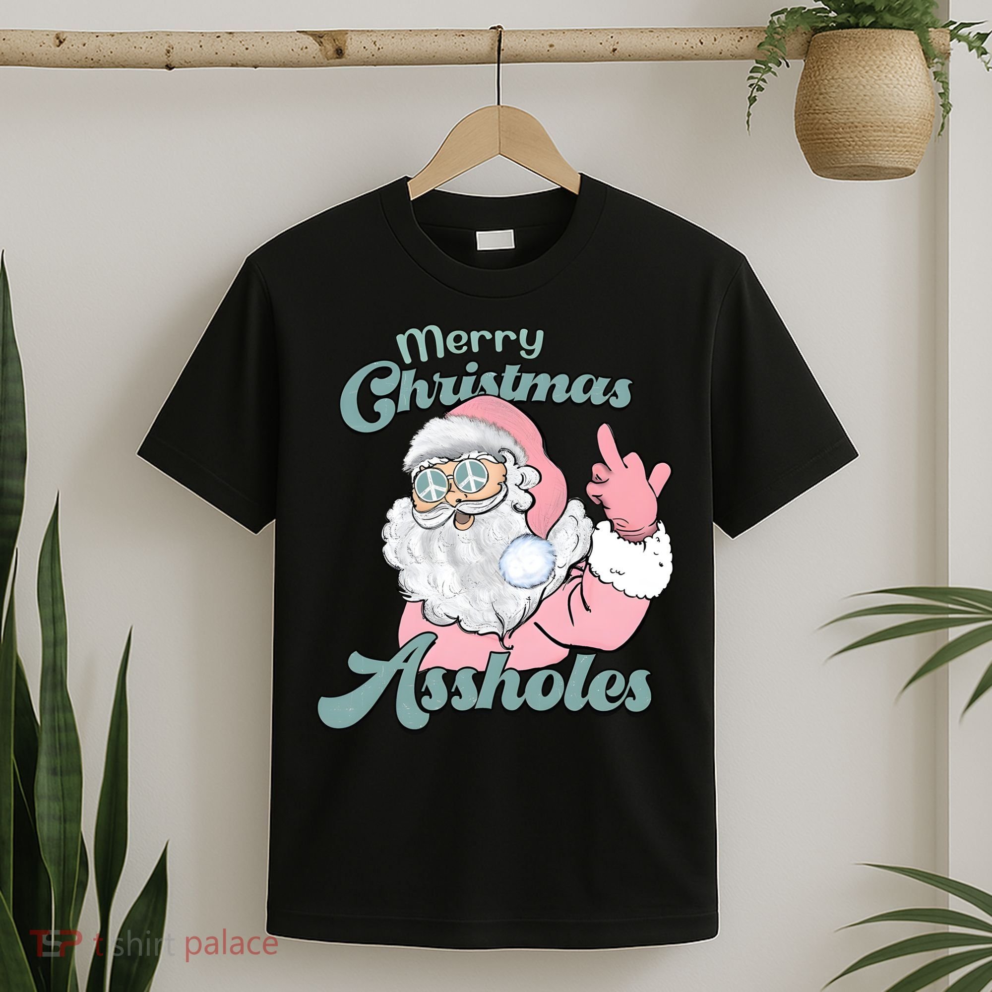 Merry Christmas Assholes Santa Dirty Humor Christmas T-Shirt