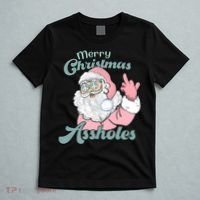 Merry Christmas Assholes Santa Dirty Humor Christmas T-Shirt thumb 5