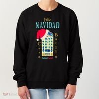 Merry Christmas Antoni Gaudi Drawing Barcelona Spain Women's Sweatshirt thumb 0