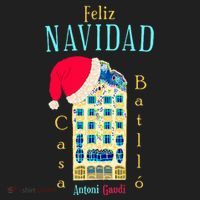 Merry Christmas Antoni Gaudi Drawing Barcelona Spain Women's Sweatshirt thumb 2