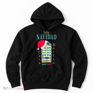 Merry Christmas Antoni Gaudi Drawing Barcelona Spain Hoodie
