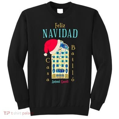 Merry Christmas Antoni Gaudi Drawing Barcelona Spain Sweatshirt