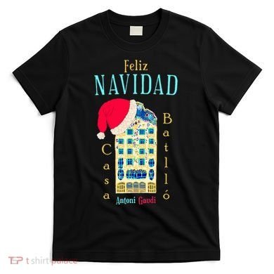 Merry Christmas Antoni Gaudi Drawing Barcelona Spain T-Shirt