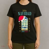 Merry Christmas Antoni Gaudi Drawing Barcelona Spain T-Shirt thumb 4