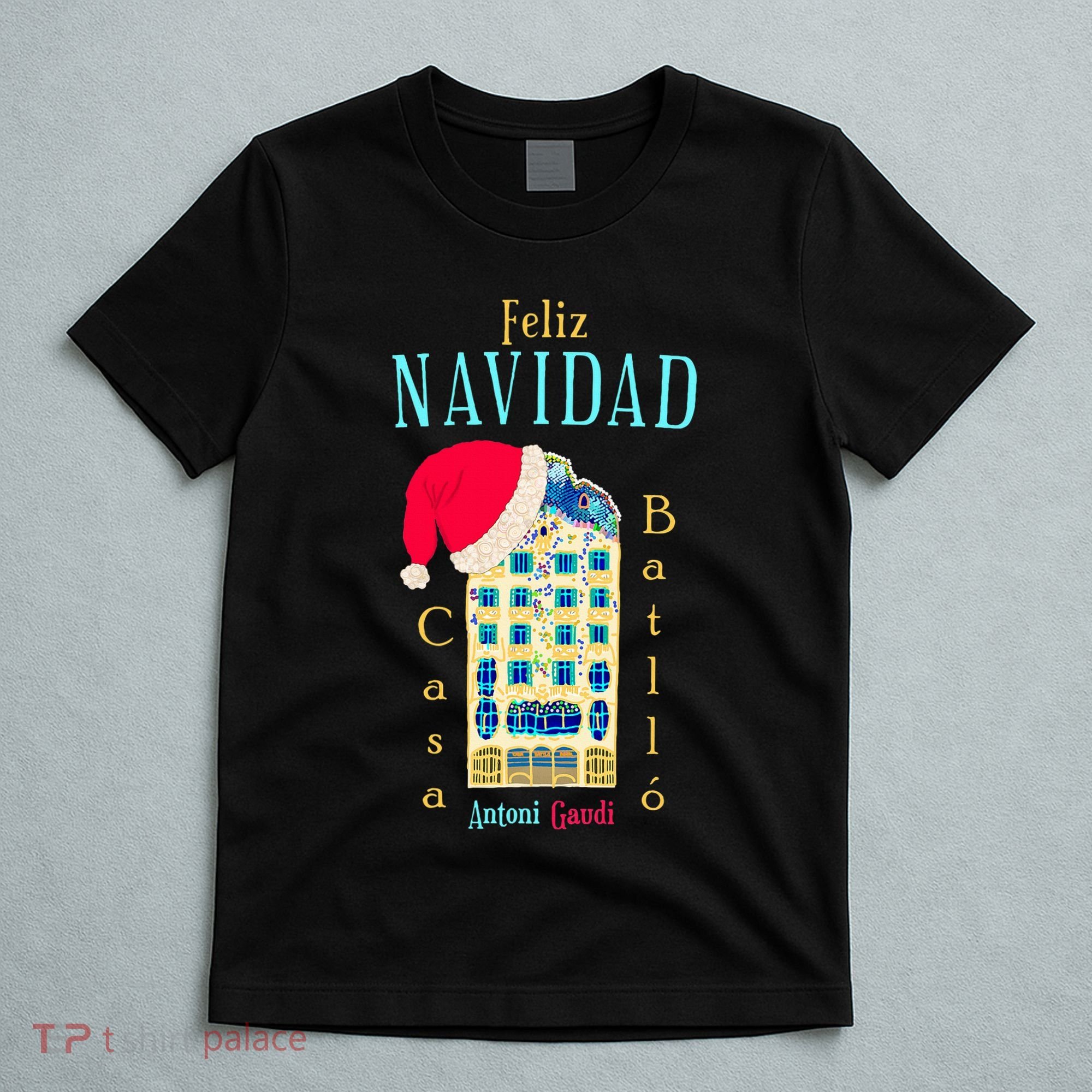 Merry Christmas Antoni Gaudi Drawing Barcelona Spain T-Shirt