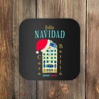 Merry Christmas Antoni Gaudi Drawing Barcelona Spain Coaster thumb 0