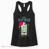 Merry Christmas Antoni Gaudi Drawing Barcelona Spain Women's Tank Top thumb 0