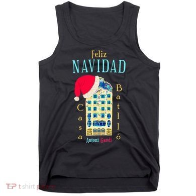 Merry Christmas Antoni Gaudi Drawing Barcelona Spain Tank Top