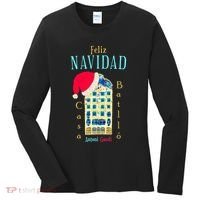 Merry Christmas Antoni Gaudi Drawing Barcelona Spain Women's Long Sleeve Shirt thumb 0