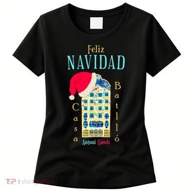 Merry Christmas Antoni Gaudi Drawing Barcelona Spain Women's T-Shirt