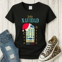 Merry Christmas Antoni Gaudi Drawing Barcelona Spain Women's T-Shirt thumb 3