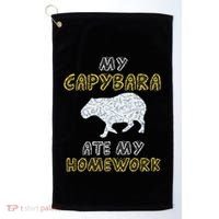 My Capybara Ate My Homework Mammal Animal Back To School Golf Towel thumb 0