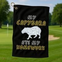 My Capybara Ate My Homework Mammal Animal Back To School Golf Towel thumb 1
