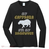 My Capybara Ate My Homework Mammal Animal Back To School Women's Long Sleeve Shirt thumb 0