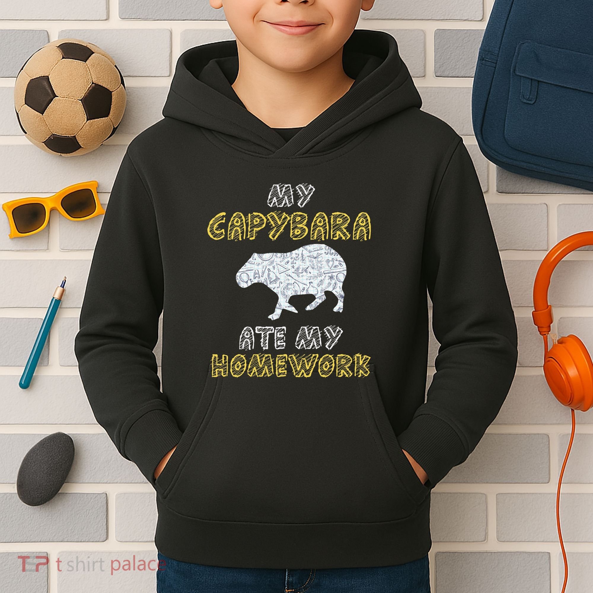 My Capybara Ate My Homework Mammal Animal Back To School Kids Hoodie