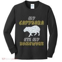 My Capybara Ate My Homework Mammal Animal Back To School Kids Long Sleeve Shirt thumb 0