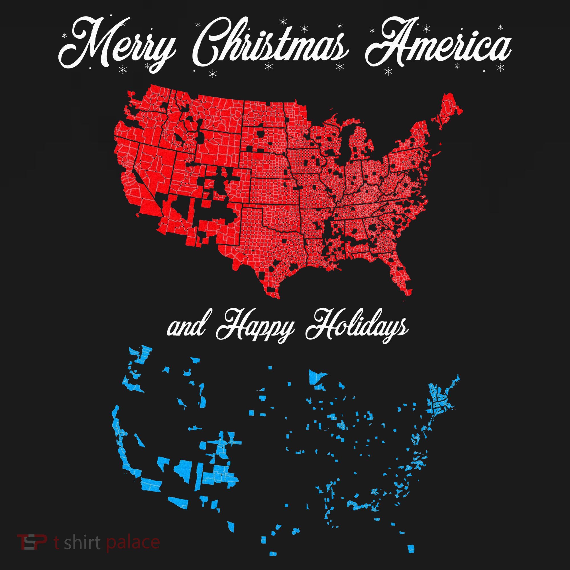 Merry Christmas America Funny 2024 Election Map Holiday T-Shirt