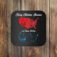 Merry Christmas America Funny 2024 Election Map Holiday Coaster thumb 0