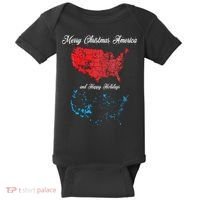 Merry Christmas America Funny 2024 Election Map Holiday Baby Bodysuit thumb 0