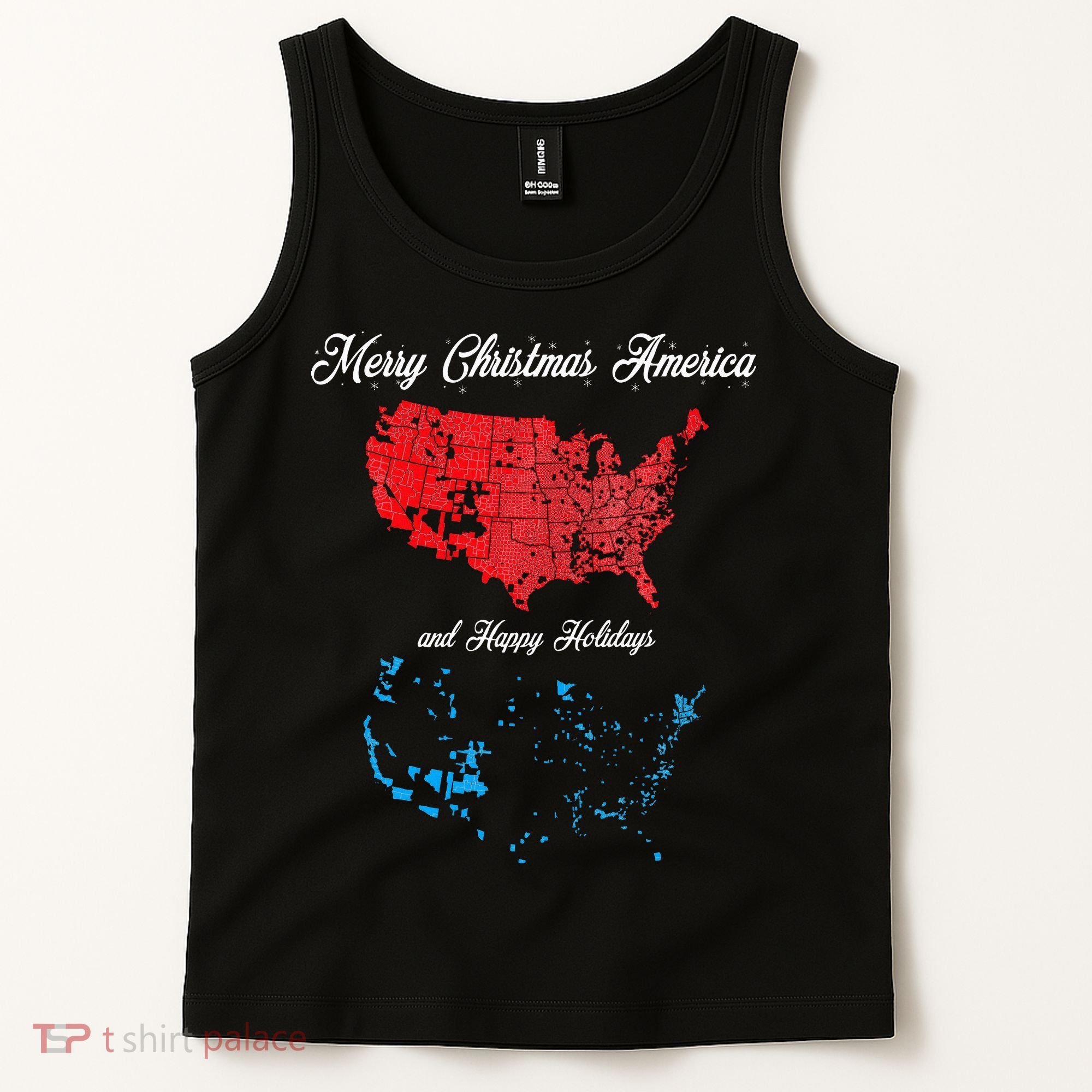 Merry Christmas America Funny 2024 Election Map Holiday Tank Top
