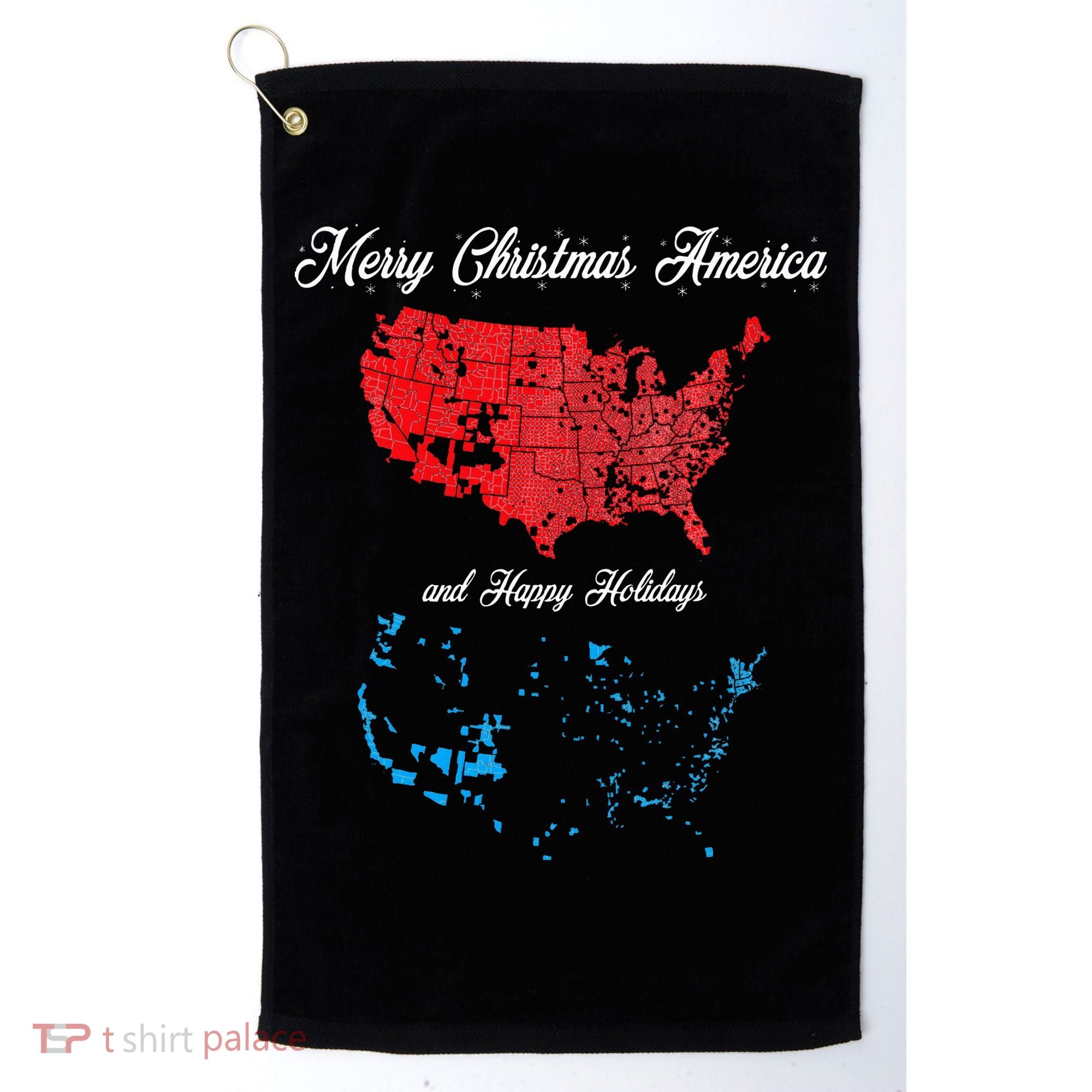 Merry Christmas America Funny 2024 Election Map Holiday Golf Towel