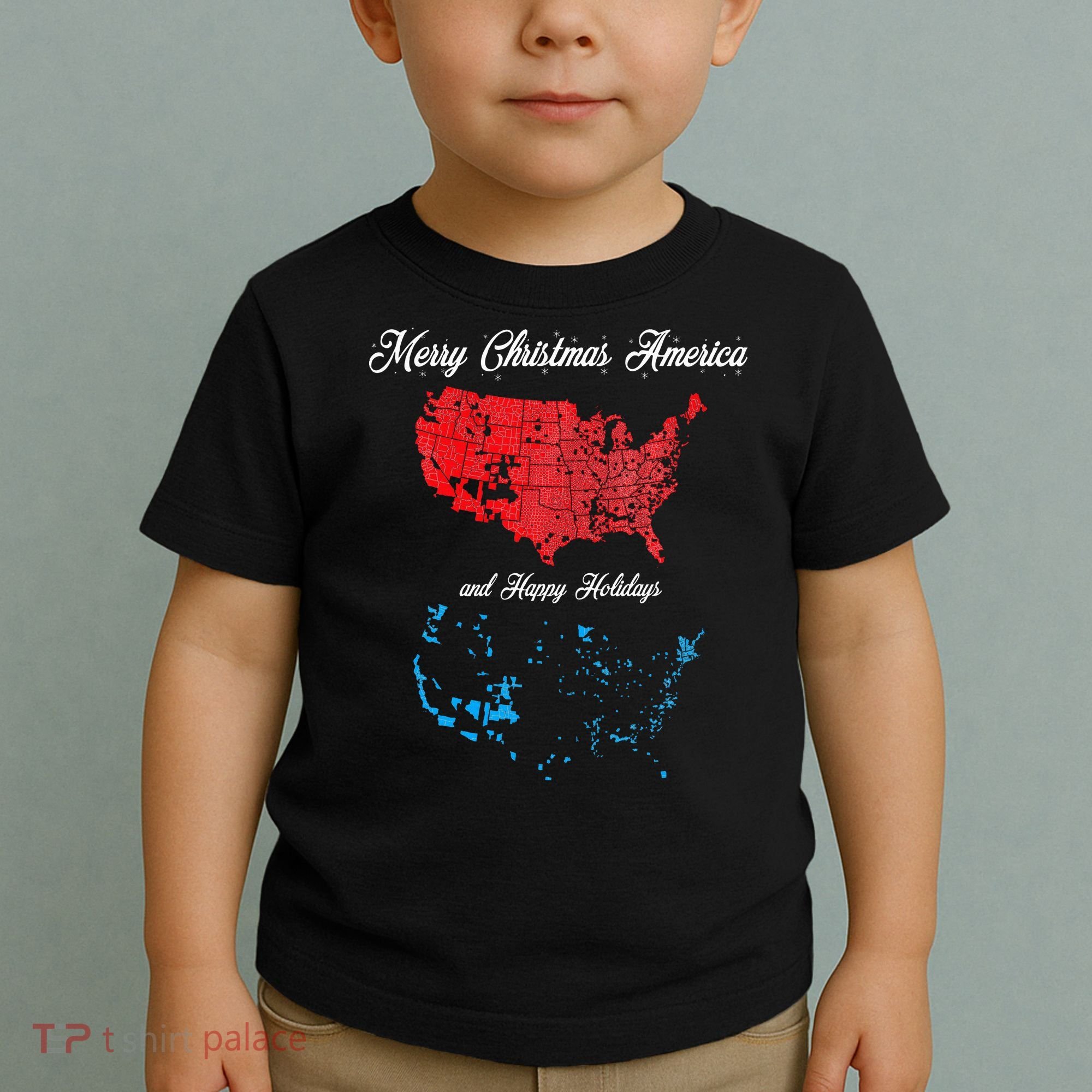 Merry Christmas America Funny 2024 Election Map Holiday Toddler T-Shirt