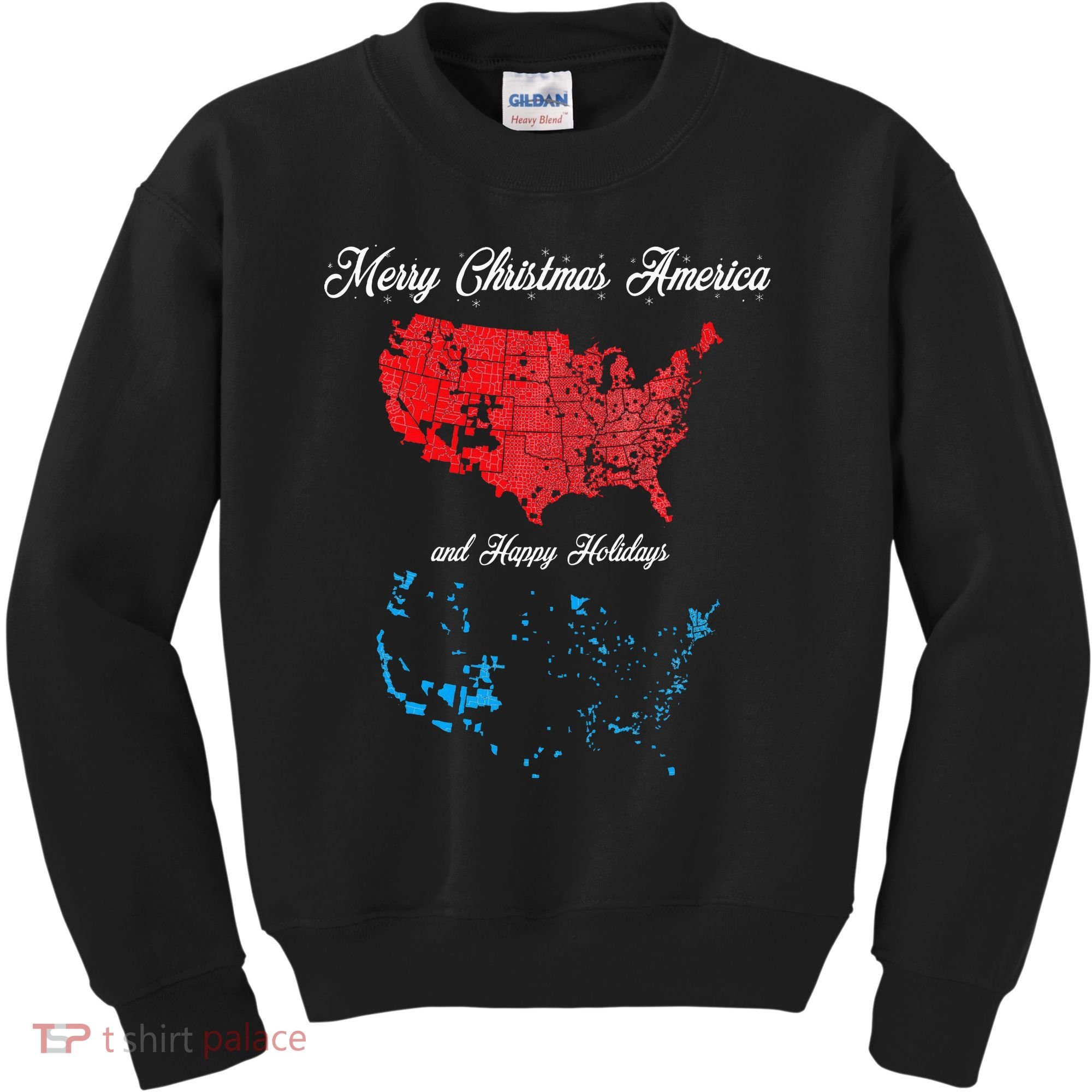 Merry Christmas America Funny 2024 Election Map Holiday Kids Sweatshirt