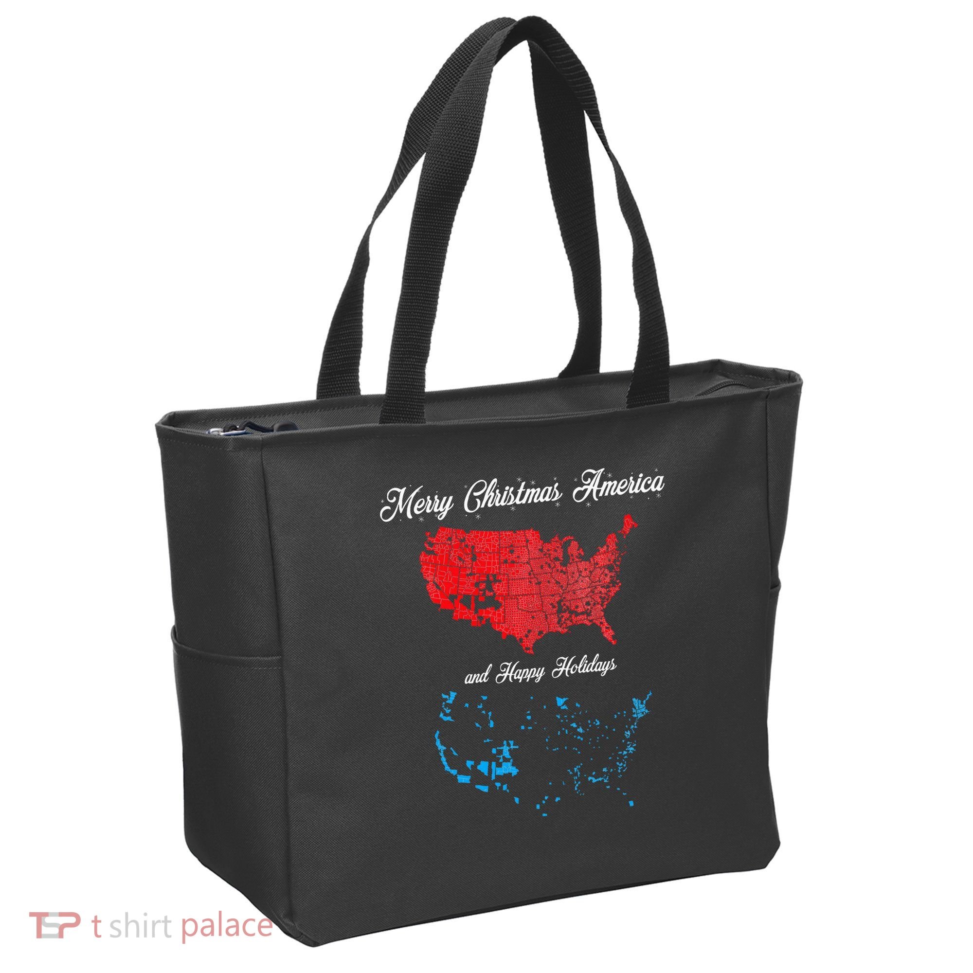 Merry Christmas America Funny 2024 Election Map Holiday Tote Bag