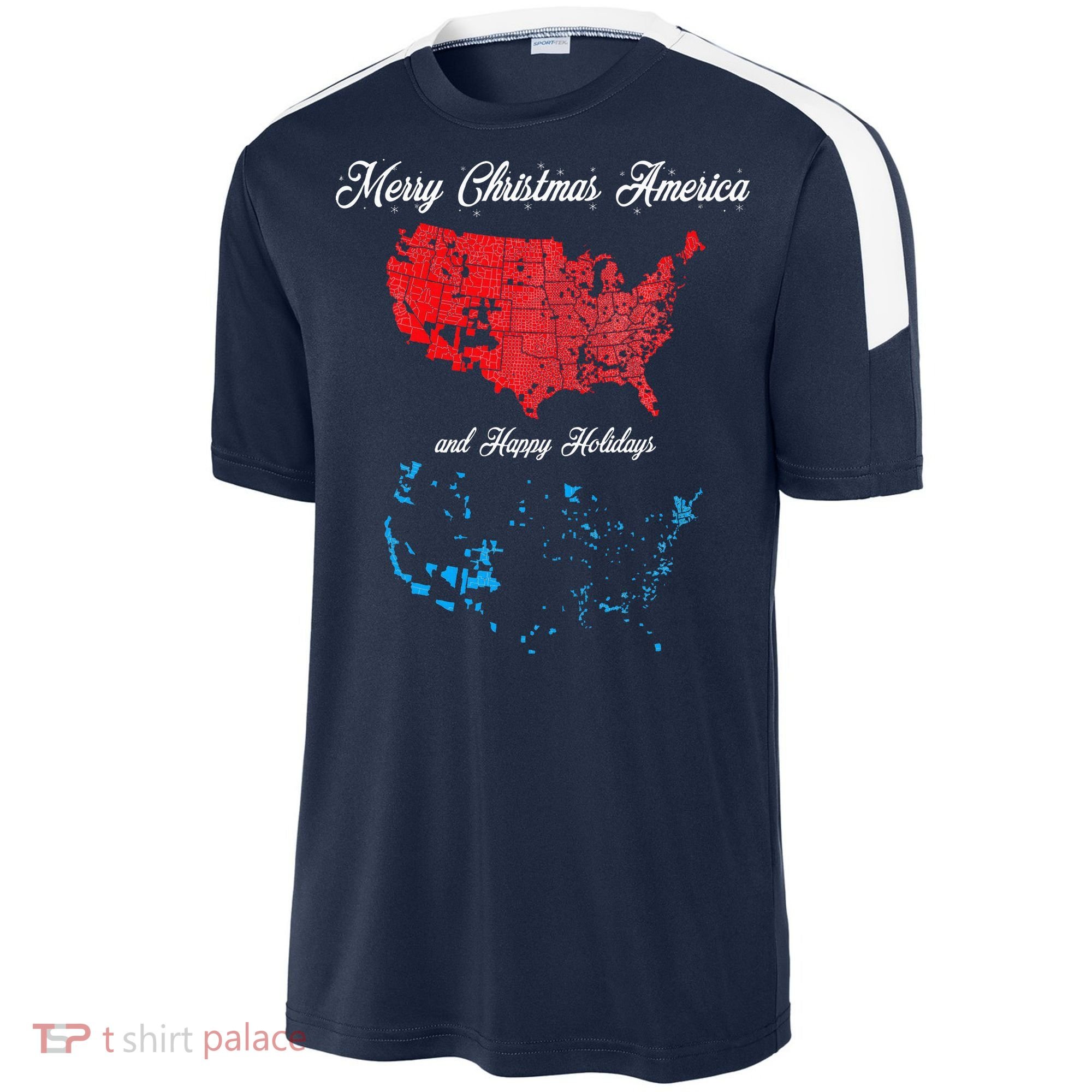 Merry Christmas America Funny 2024 Election Map Holiday Sport-Tek Competitor United Soccer Jersey