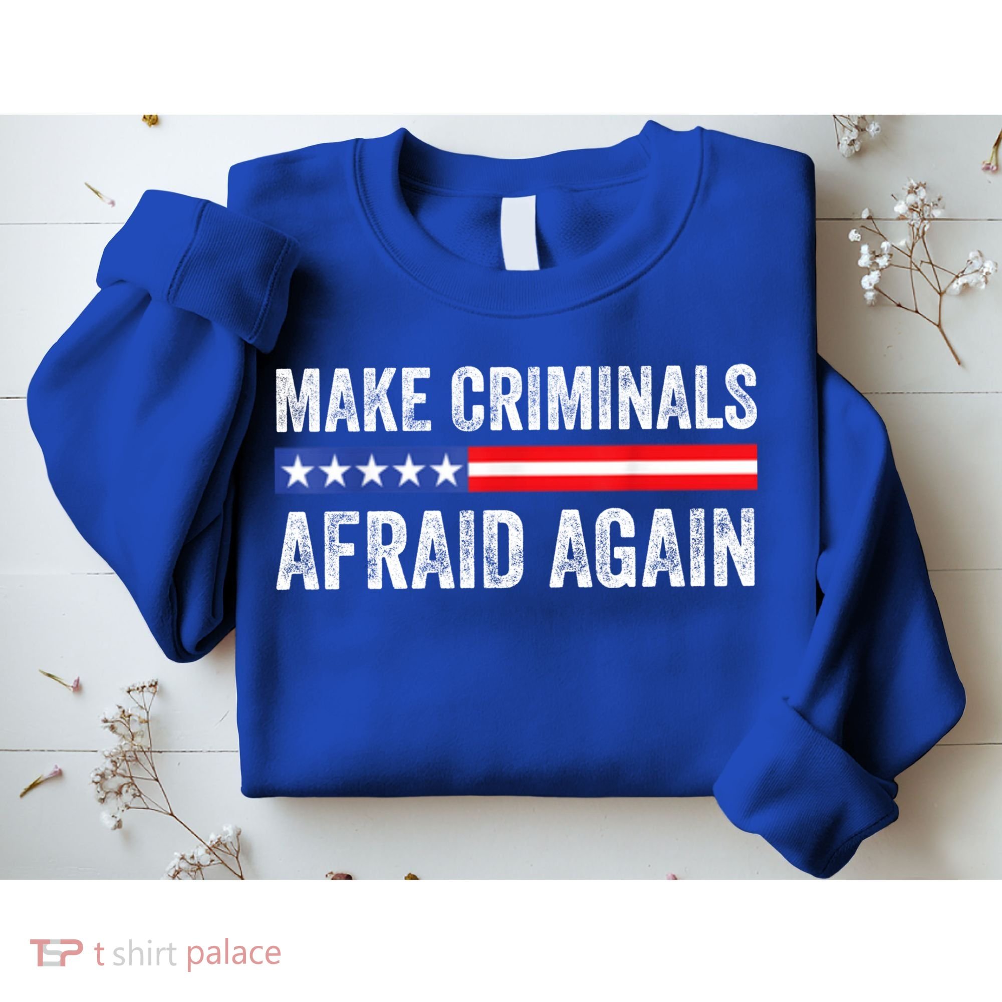 Make Criminals Afraid Again USA Rights Sarcastic US Flag Sweatshirt