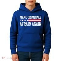 Make Criminals Afraid Again USA Rights Sarcastic US Flag Kids Hoodie thumb 4
