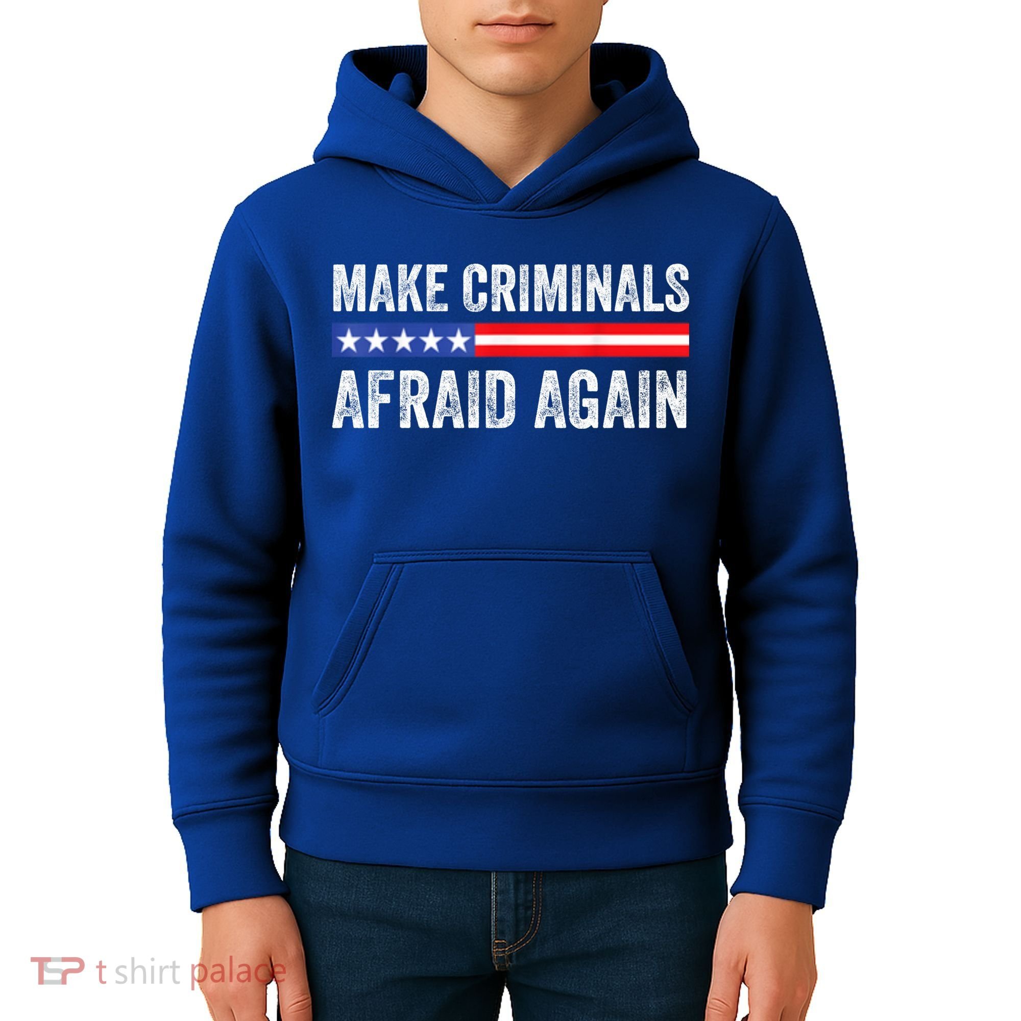 Make Criminals Afraid Again USA Rights Sarcastic US Flag Kids Hoodie