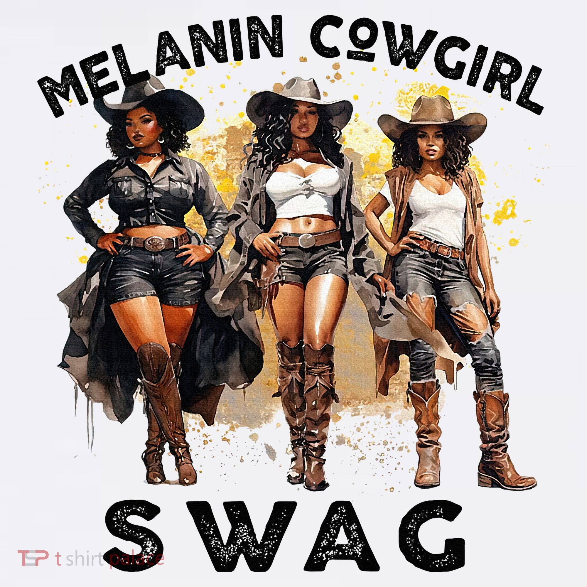 Melanin Cowgirls African Melanin Cowgirl Swag Juneteenth T-Shirt
