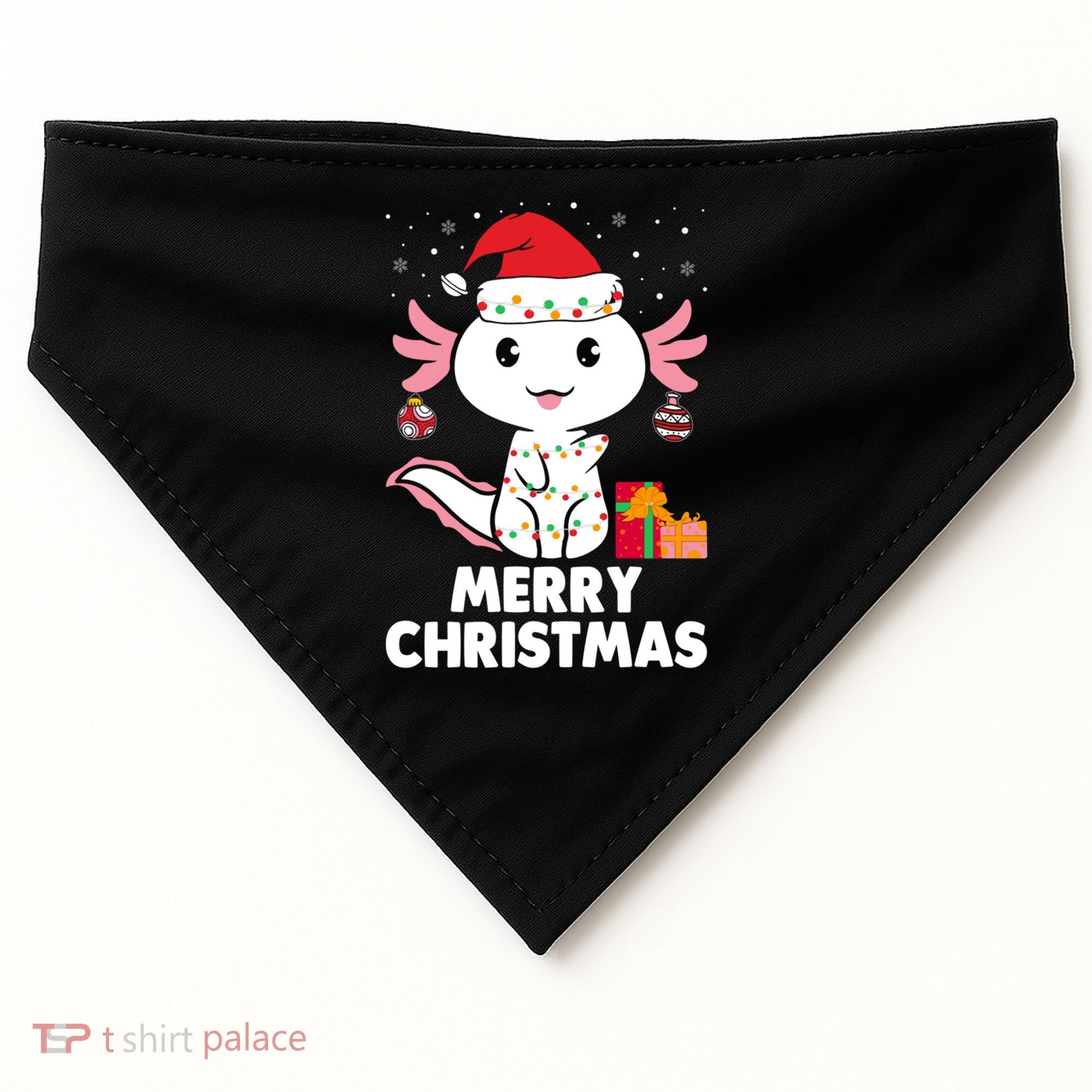 Merry Christmas Axolotl Santa Hat Christmas Salamander Fish USA-Made Doggie Bandana