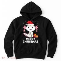 Merry Christmas Axolotl Santa Hat Christmas Salamander Fish Hoodie thumb 0