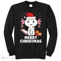 Merry Christmas Axolotl Santa Hat Christmas Salamander Fish Sweatshirt thumb 0