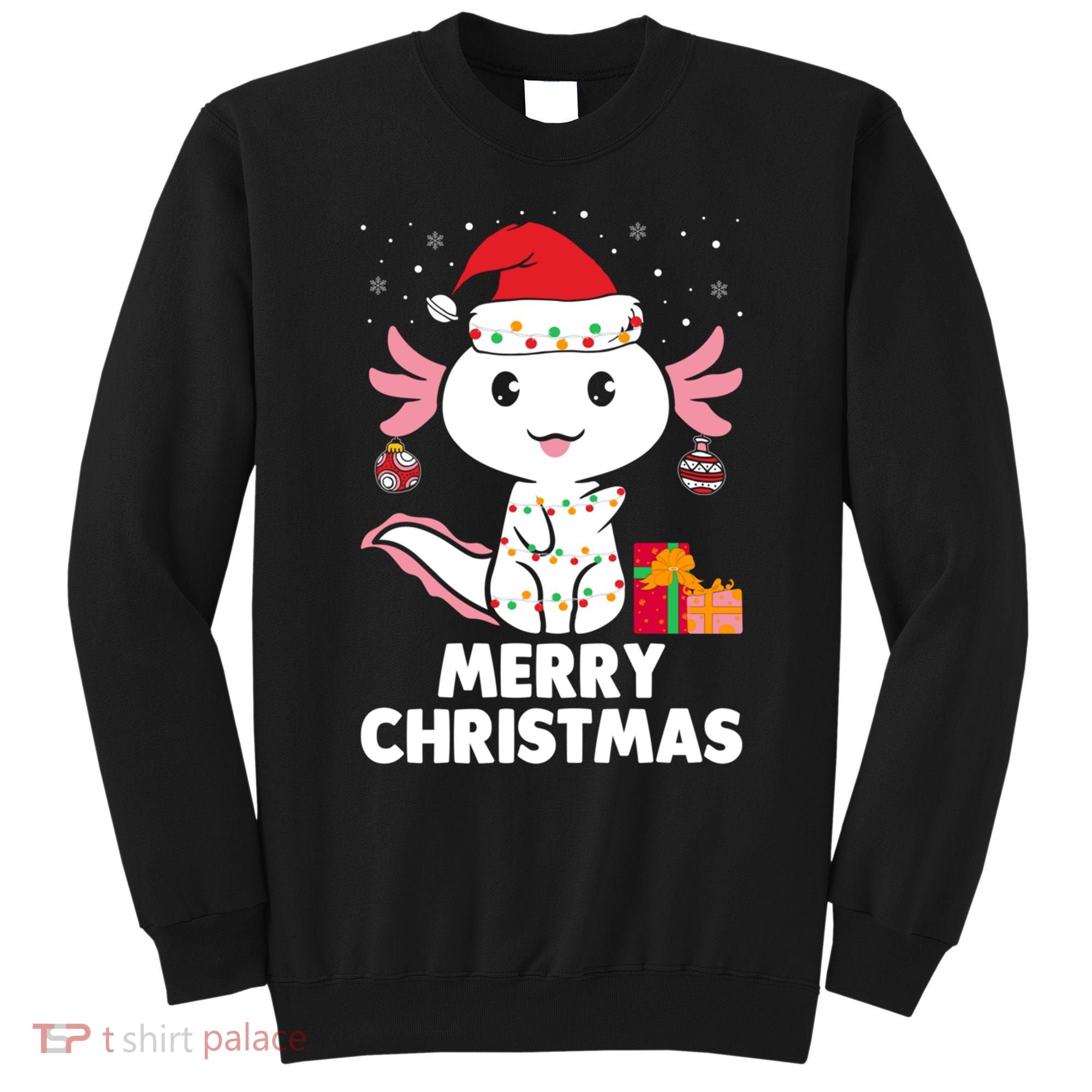 Merry Christmas Axolotl Santa Hat Christmas Salamander Fish Sweatshirt
