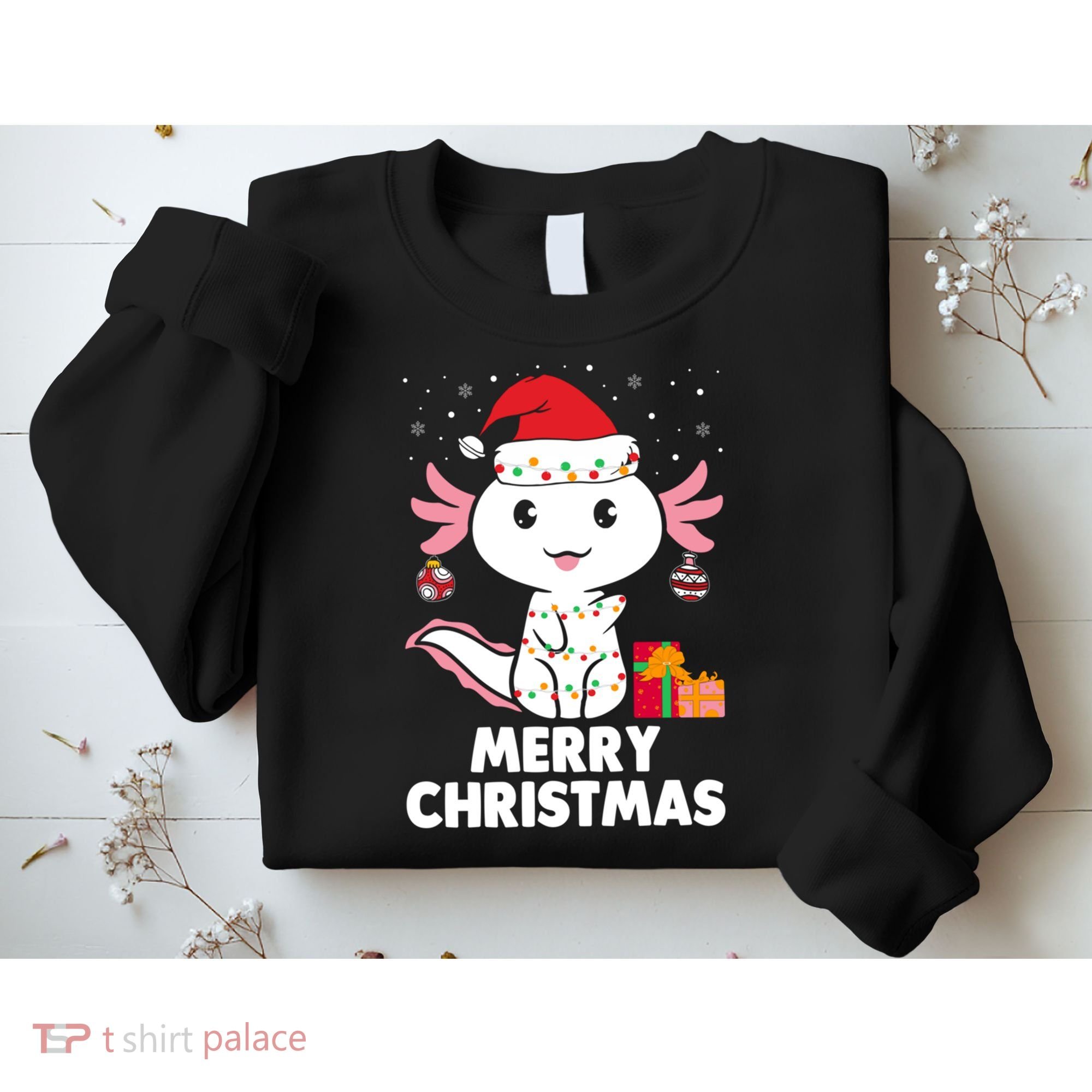 Merry Christmas Axolotl Santa Hat Christmas Salamander Fish Sweatshirt