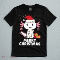 Merry Christmas Axolotl Santa Hat Christmas Salamander Fish T-Shirt thumb 5
