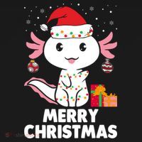 Merry Christmas Axolotl Santa Hat Christmas Salamander Fish Polo thumb 3