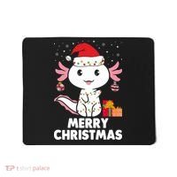 Merry Christmas Axolotl Santa Hat Christmas Salamander Fish Mousepad thumb 0