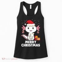 Merry Christmas Axolotl Santa Hat Christmas Salamander Fish Women's Tank Top thumb 0