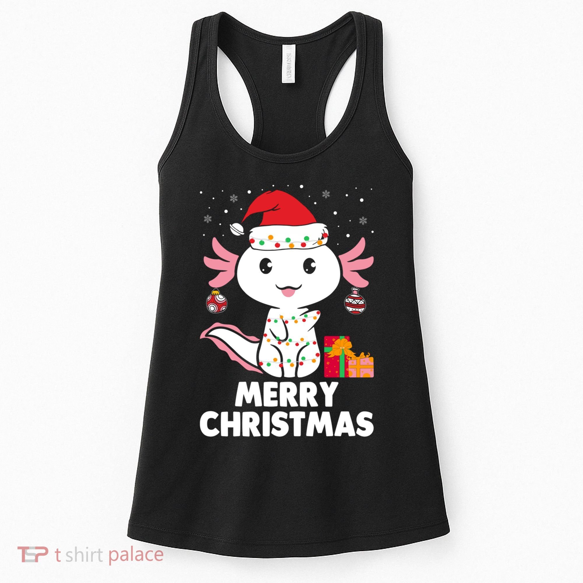 Merry Christmas Axolotl Santa Hat Christmas Salamander Fish Women's Tank Top
