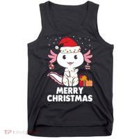 Merry Christmas Axolotl Santa Hat Christmas Salamander Fish Tank Top thumb 0