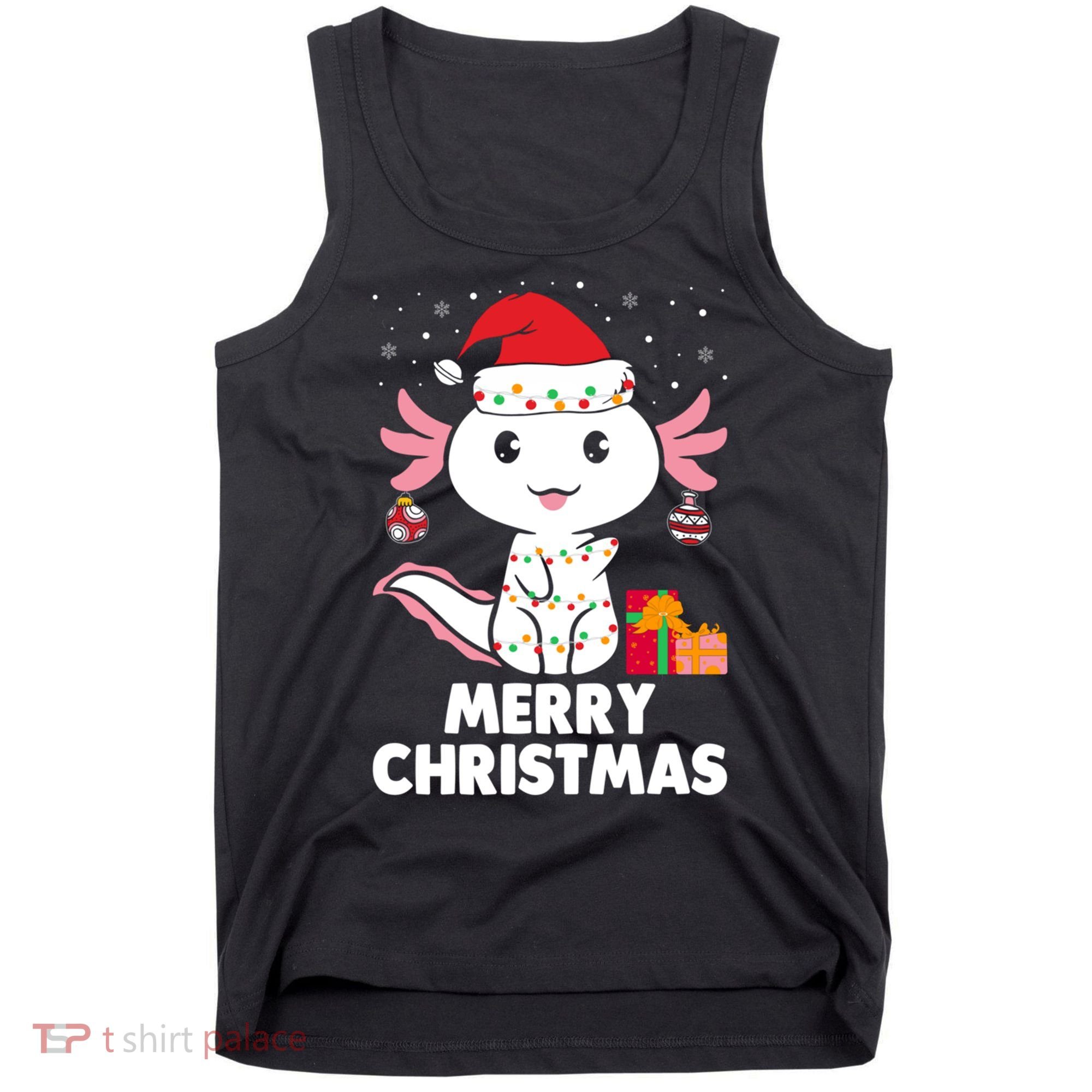 Merry Christmas Axolotl Santa Hat Christmas Salamander Fish Tank Top